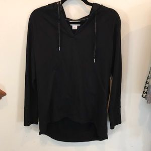 Hooded sweatshirt v-neck tunic